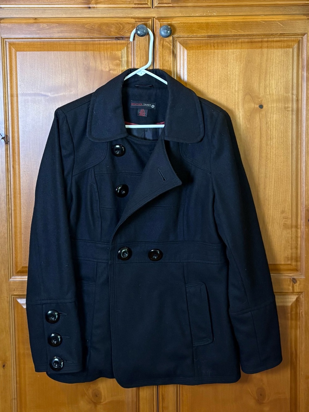 Classic Black Wool Peacoat - Timeless Double-Breasted Style